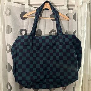 Checkered Blue and Black Tote Bag